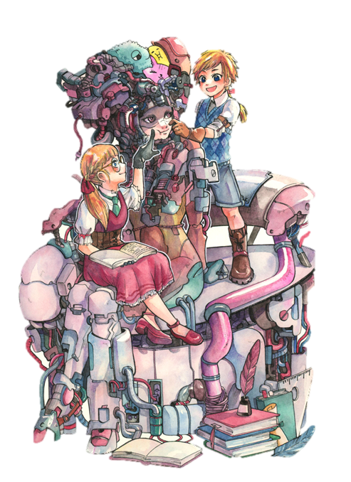 お絵描きYoutuberのなつめさんち様に書いていただいたロボットが感情学習をするイラストです。人がロボットに感情を教える感じとお願いして、それ以外は自由な発想でイメージしていただきました。目指すべき未来像の一つともいえます。皆さんはどのような未来を想像しますか?